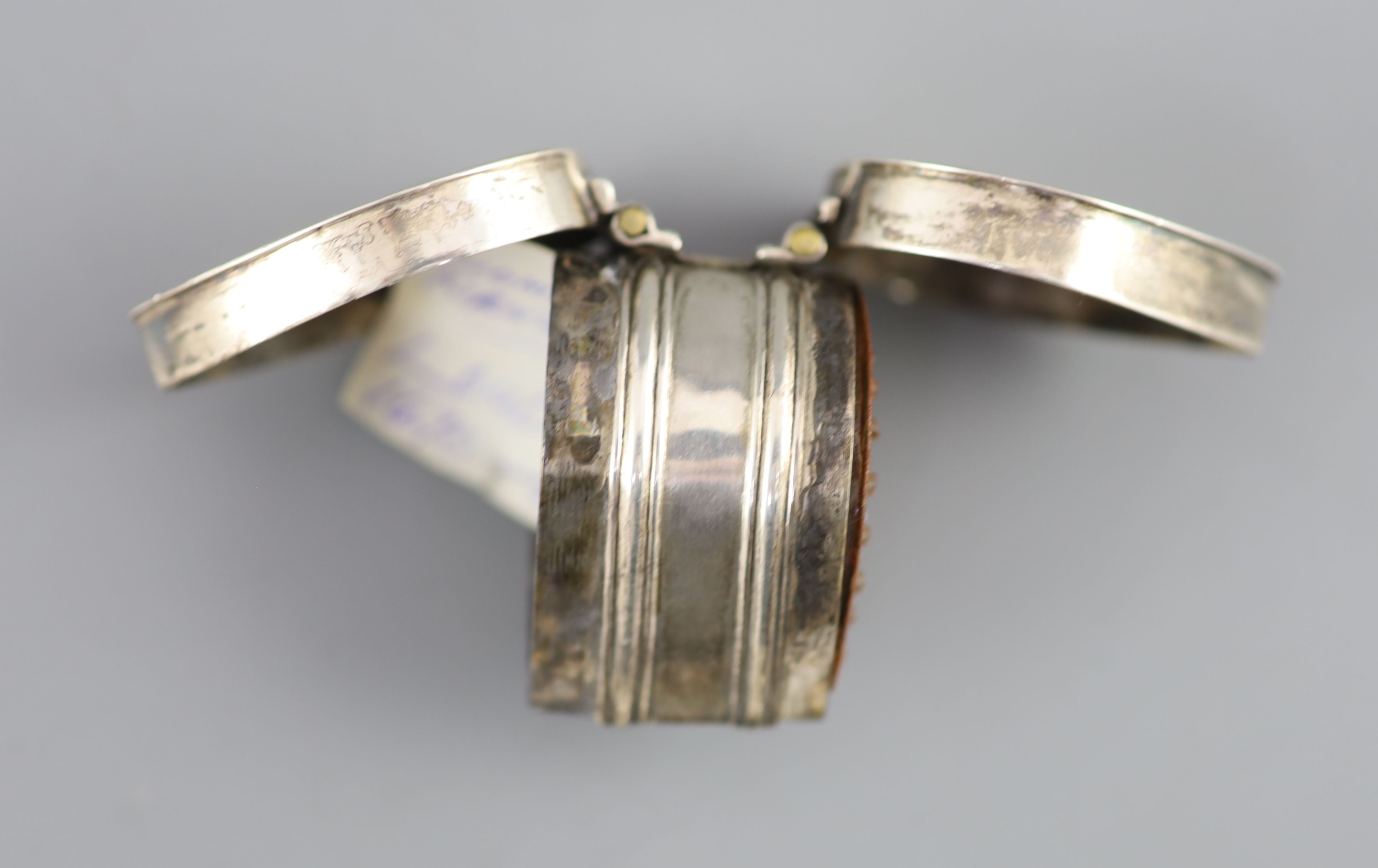 A late 17th century silver pear shaped nutmeg grater, makers mark TK,